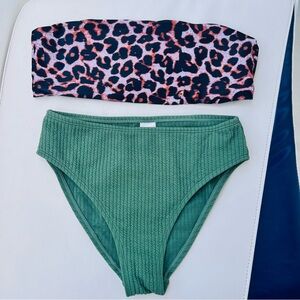 SHEIN Green Ribbed Bikini Set
